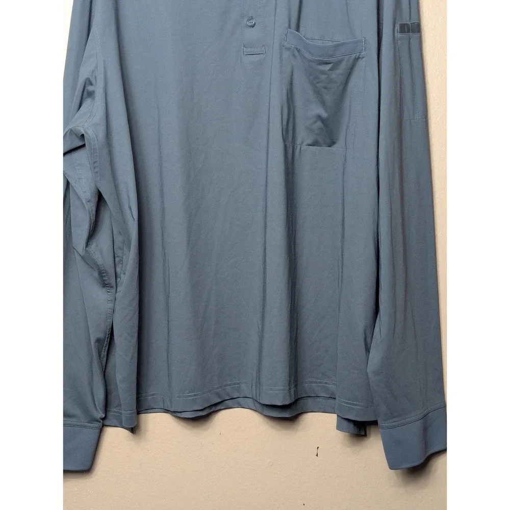 Duluth‎ Trading Polo Shirt Mens 3XL Gray Long Sleeve Relaxed Fit Stretch